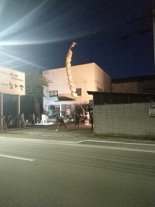 秋田市内　竿灯祭りの練習風景