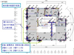 耐力壁の配置予定図です。