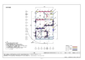 耐震補強計画です<br />
専用ソフトによる計算で補強計画が決定します<br />
〇の付いている壁が補強箇所です