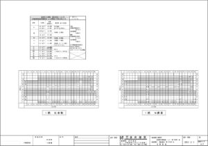 柱金物の計画です<br />
壁が強くなると柱が抜けたがるので、柱金物を取り付けます<br />
取付ける金物は計算により決まります<br />
大工さんへの指示のため、壁の通りに番号を振って表にまとめます